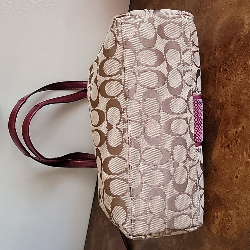 Coach signature Python Stripe Raspberry Tote - Picture 7 of 10